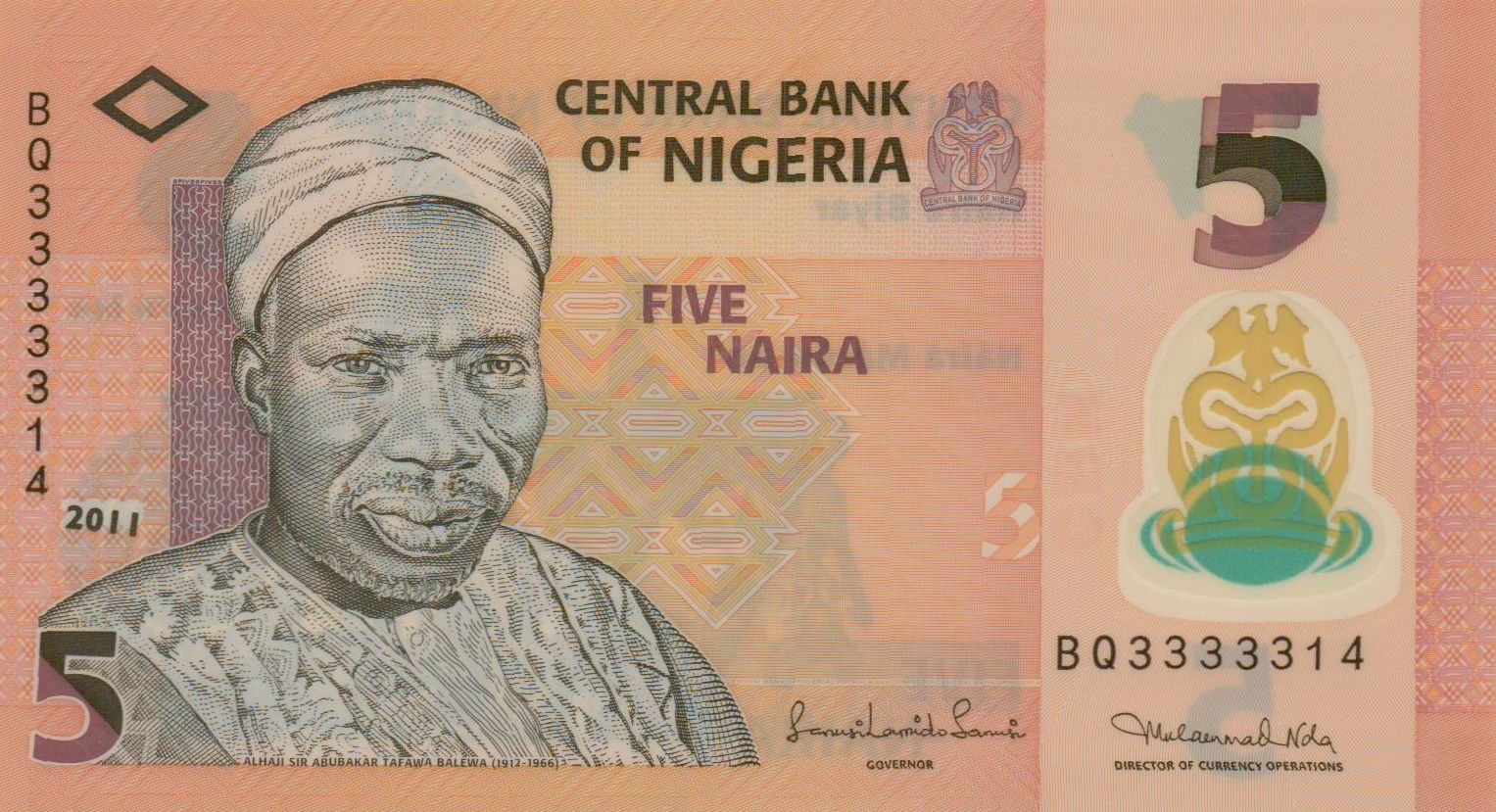 Nigeria 5 2011 UNC P-38/c [Serial# 3333314]
